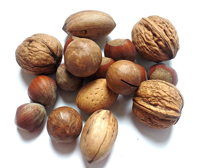 תערובת אגוזים: פקאן, אגוז לוז, אגוזי מלך ושקד